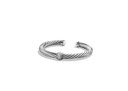 Rhodium Plated CZ Studded Twisted Bracelet